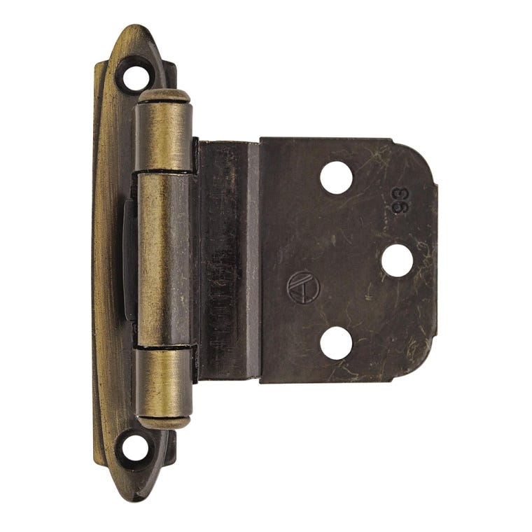 3/8'' Inset Self-Closing Face-Mount Cabinet Hinges (7628), Antique Brass - full pic 