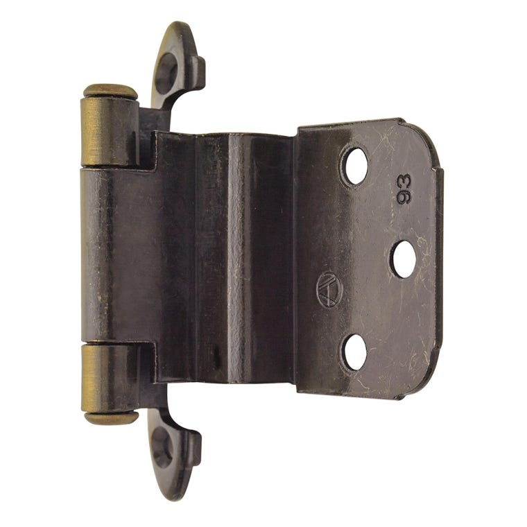 3/8'' Inset Self-Closing Face-Mount Cabinet Hinges (7628), Antique Brass - full pic 