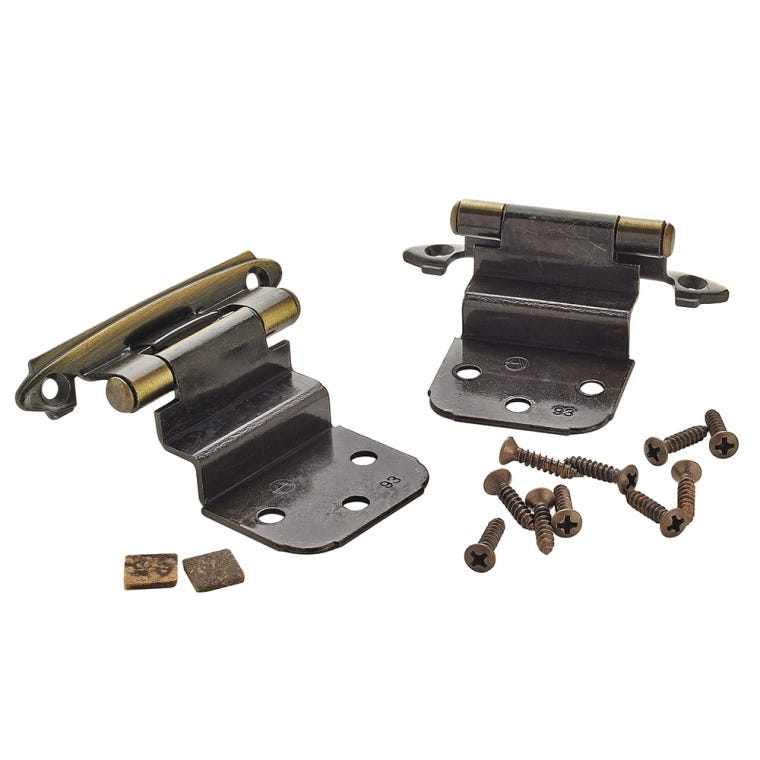 3/8'' Inset Self-Closing Face-Mount Cabinet Hinges (7628), Antique Brass - full pic 