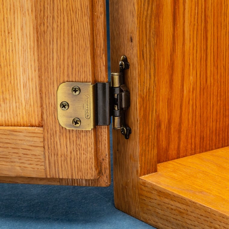 3/8'' Inset Self-Closing Face-Mount Cabinet Hinges (7628), Antique Brass - full pic 