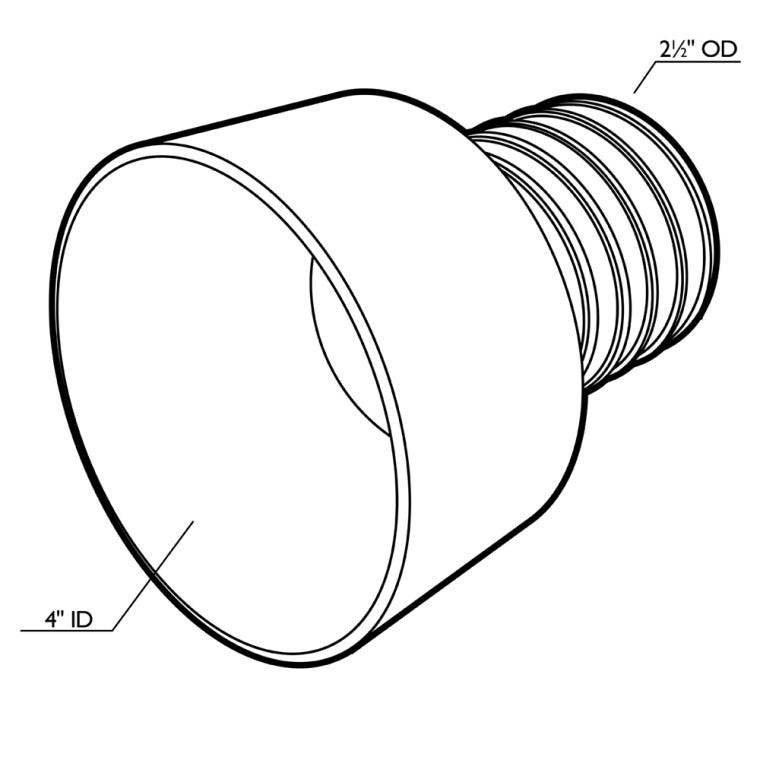 Dust Right Flared Quick Coupler, 4'' Port to 2-1/2'' Hose - full pic 