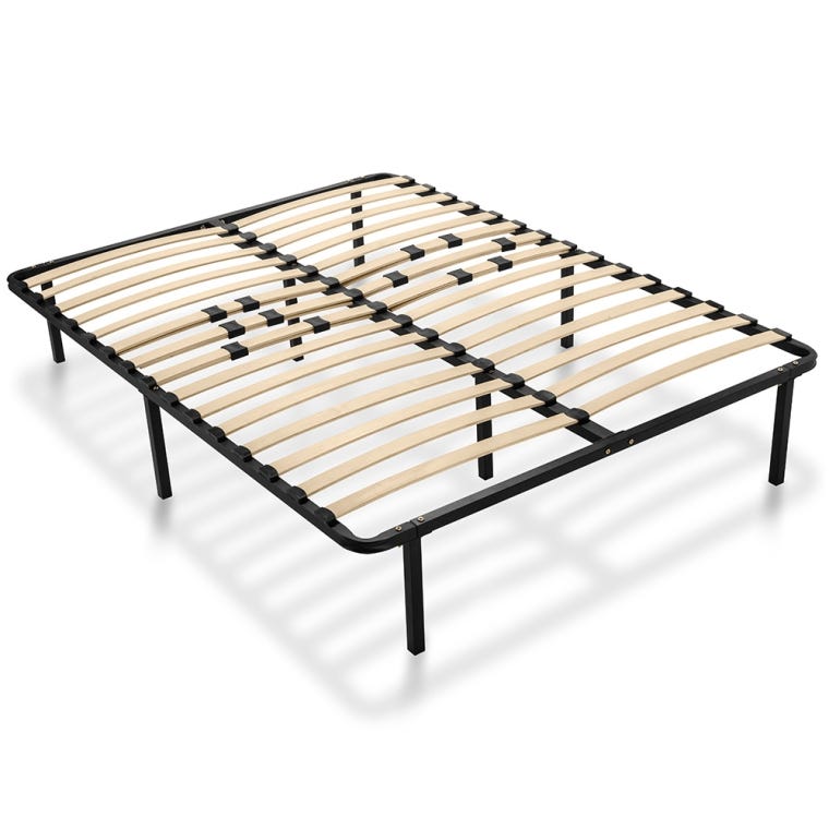 Full-Size Platform Bed Frame with Wooden Slats - full pic 