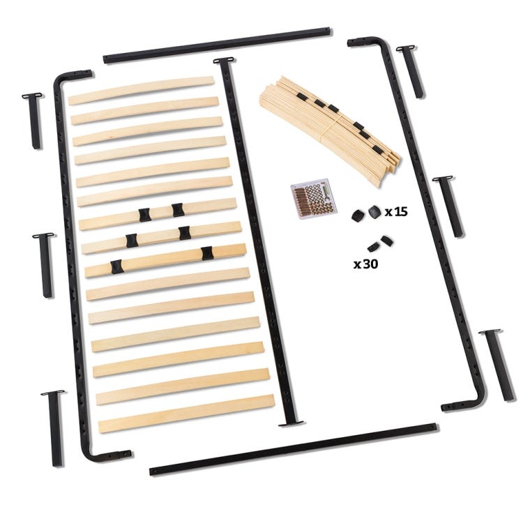 Full-Size Platform Bed Frame with Wooden Slats - full pic 