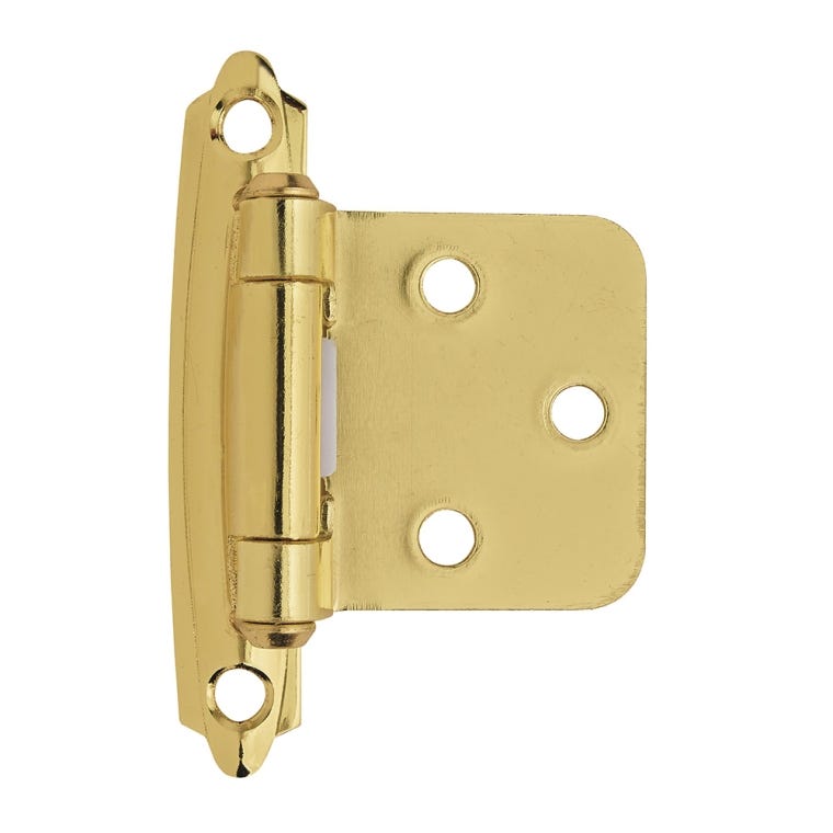 Variable Overlay Self-Closing Face-Mount Cabinet Hinges (3429), Polished Brass - full pic 