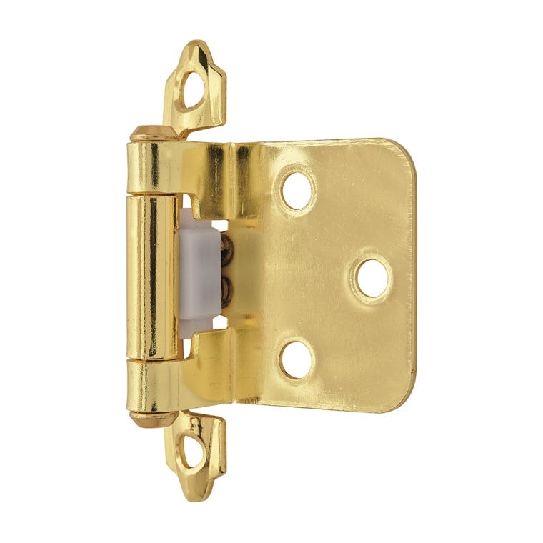 Variable Overlay Self-Closing Face-Mount Cabinet Hinges (3429), Polished Brass - full pic 