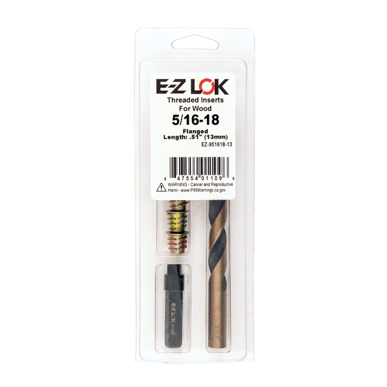 E-Z Hex Threaded Insert Kit for Soft Wood, Flange Top - full pic 