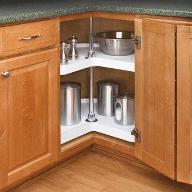 Kidney Shaped 2 Shelf Corner Lazy Susans, Rev-a-Shelf 6472 Series-White Finish - full pic 