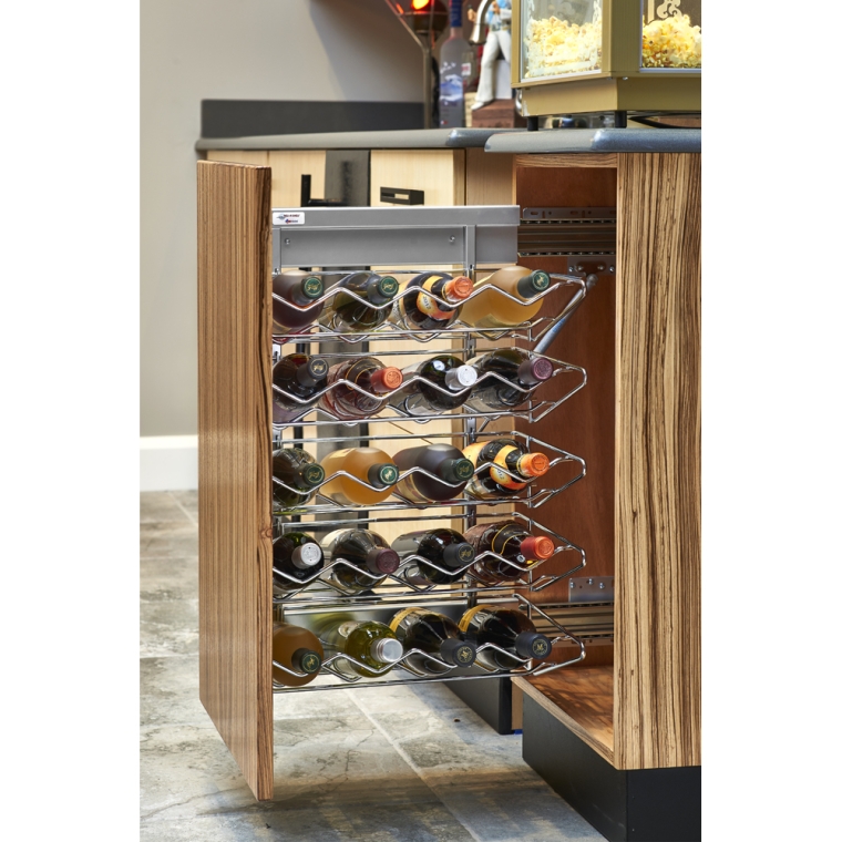 Rev-A-Shelf- Base Cabinet Pullout Wine Organizer w/ Soft-Close Sink & Base Accessories - 18 in.  - full pic 