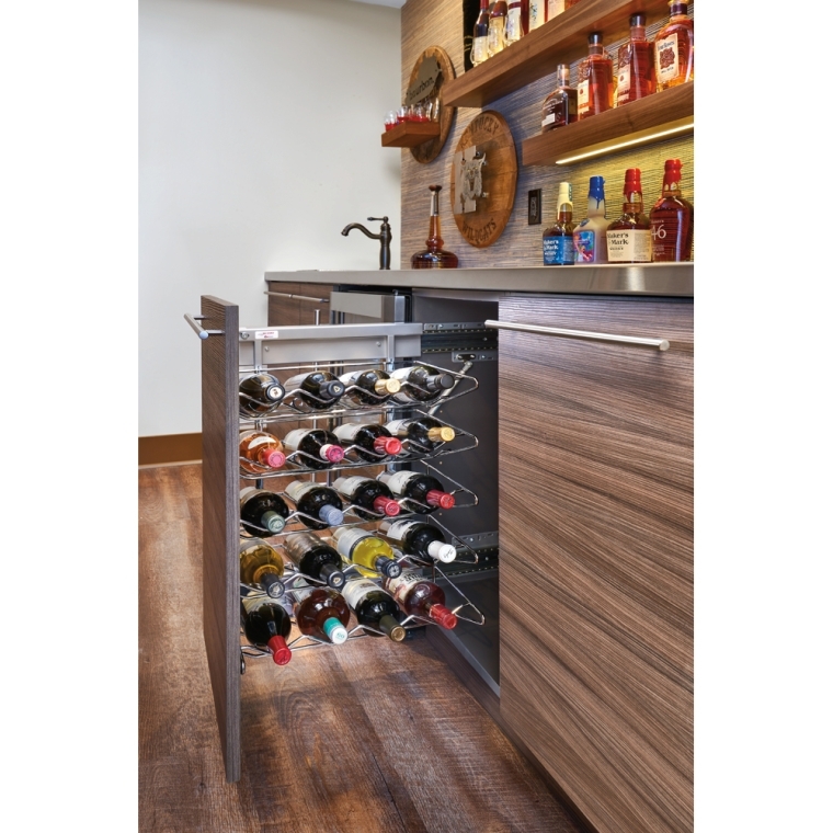 Rev-A-Shelf- Base Cabinet Pullout Wine Organizer w/ Soft-Close Sink & Base Accessories - 18 in.  - full pic 