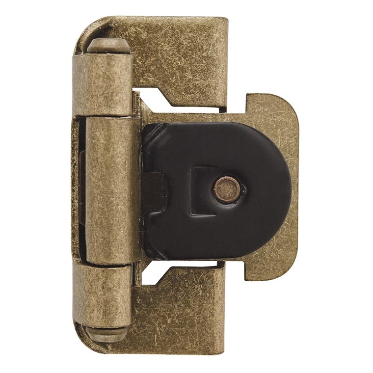 1/2'' Overlay Double Demountable Cabinet Hinges, Burnished Brass - full pic 