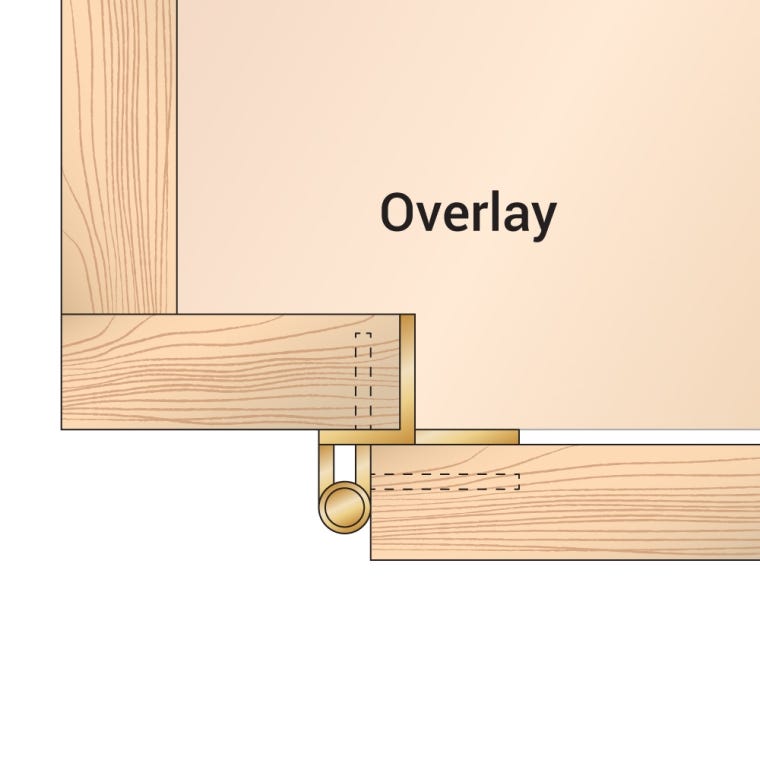 1/2'' Overlay Double Demountable Cabinet Hinges, Burnished Brass - full pic 
