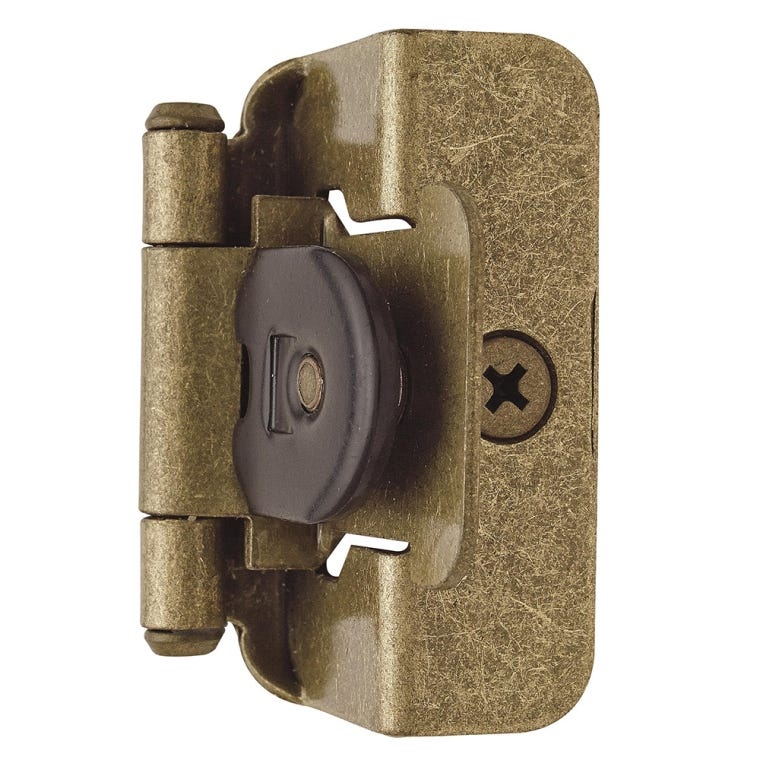 1/2'' Overlay Double Demountable Cabinet Hinges, Burnished Brass - full pic 