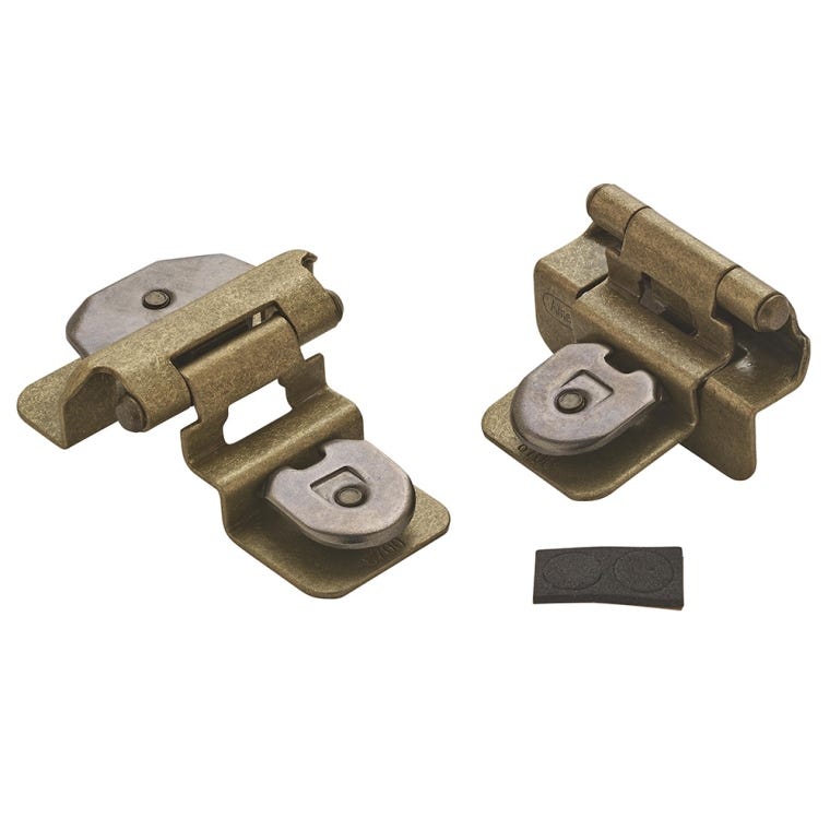 1/2'' Overlay Double Demountable Cabinet Hinges, Burnished Brass - full pic 
