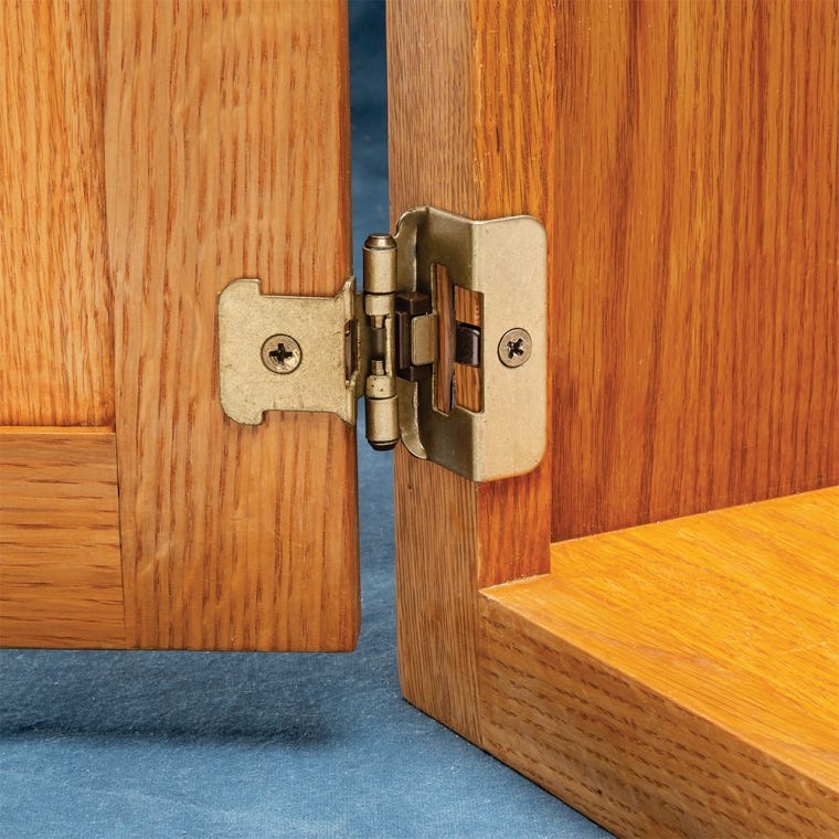 1/2'' Overlay Double Demountable Cabinet Hinges, Burnished Brass - full pic 