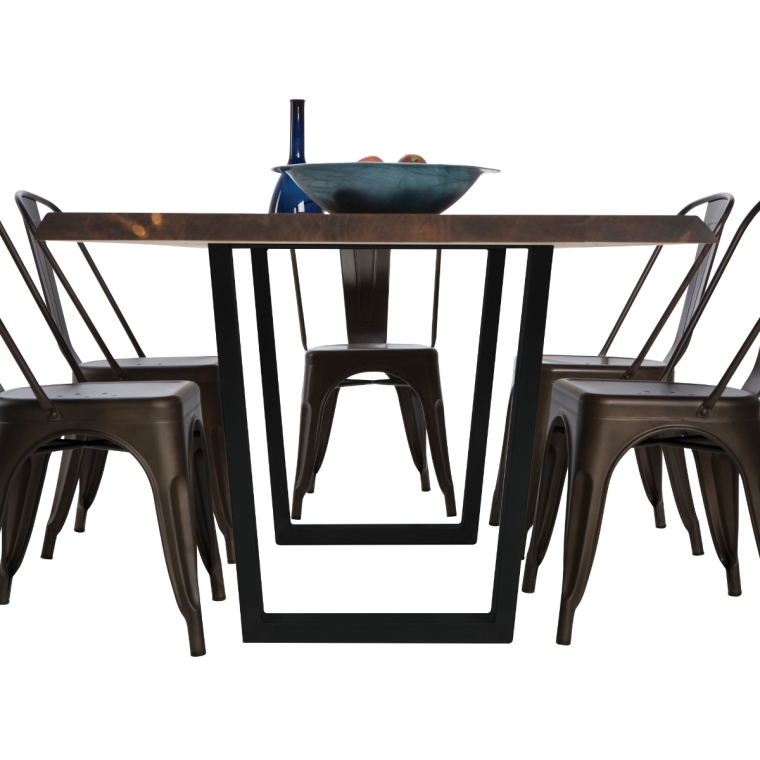 V-Shaped Welded Steel Table Legs (Pair) Black - full pic 