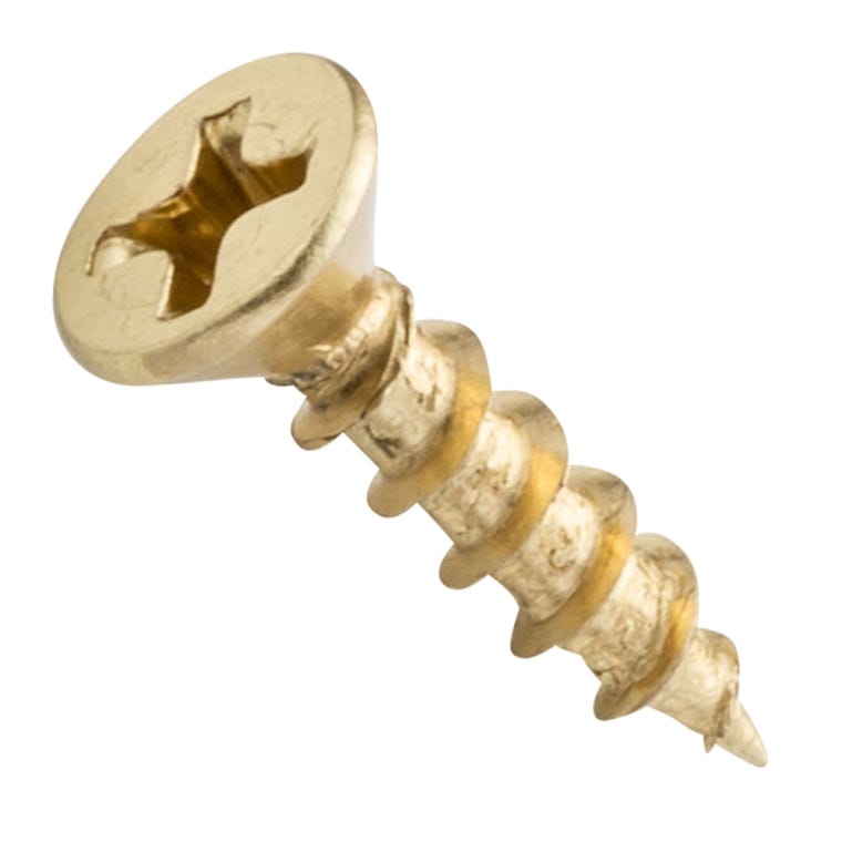 Centerline #6 x 5/8'' Flat Head Phillips Cabinet Hardware Mounting Screws, Brass Plated, 100-Pack - main pic