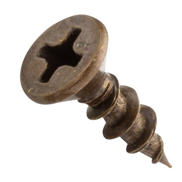 Centerline #6 x 1/2'' Flat Head Phillips Cabinet Hardware Mounting Screws, Antique Brass Plated, 100-Pack - main pic