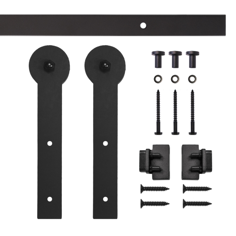 Keyhole Mini Rolling Door Hardware Kit for Furniture, Black - main pic