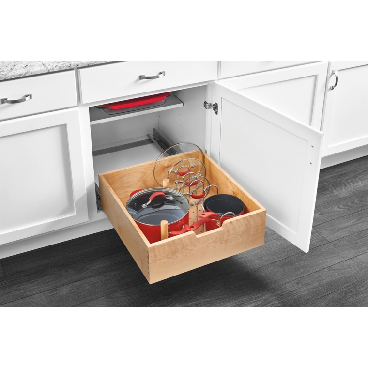 Rev-A-Shelf- Base Cabinet Pullout Single Wood Basket w/ Soft-Close - full pic 