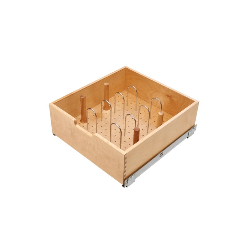 Rev-A-Shelf- Base Cabinet Pullout Single Wood Basket w/ Soft-Close - full pic 