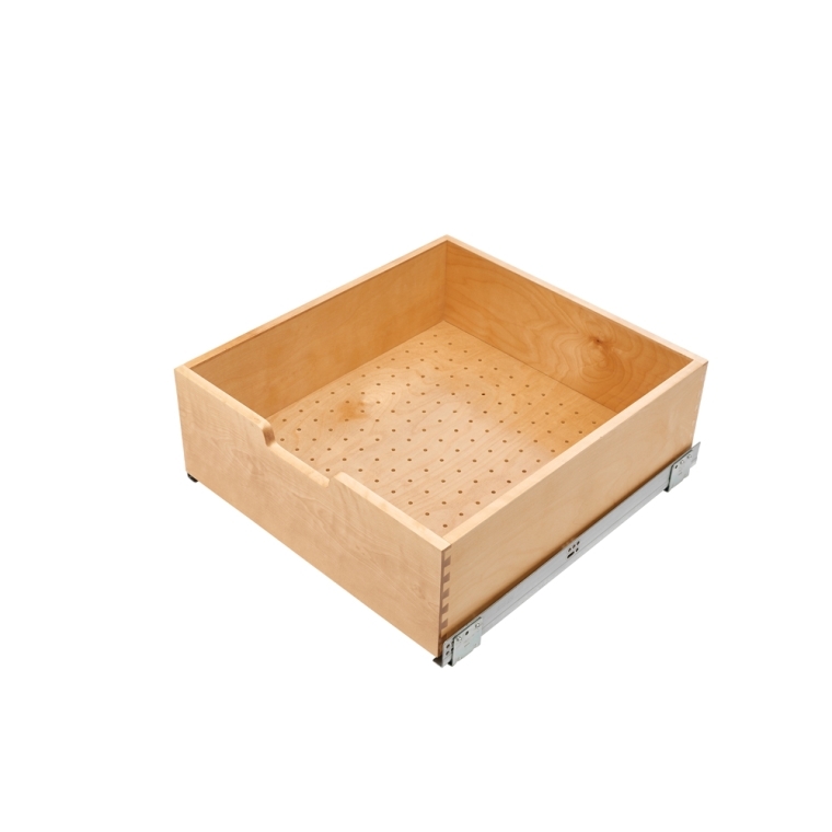 Rev-A-Shelf- Base Cabinet Pullout Single Wood Basket w/ Soft-Close - full pic 