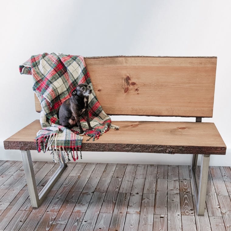 Welded Steel Bench/Chair Leg Set with Backrest, Unfinished - full pic 