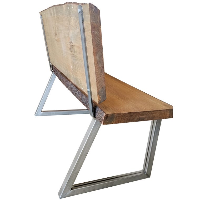 Welded Steel Bench/Chair Leg Set with Backrest, Unfinished - full pic 