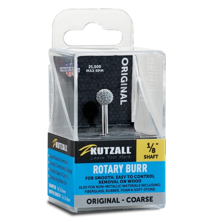 Kutzall Original - Sphere Burr, 1/8'' Shaft, Head Diameter 1/4'' X Head Length 1/4'', Coarse - full pic 