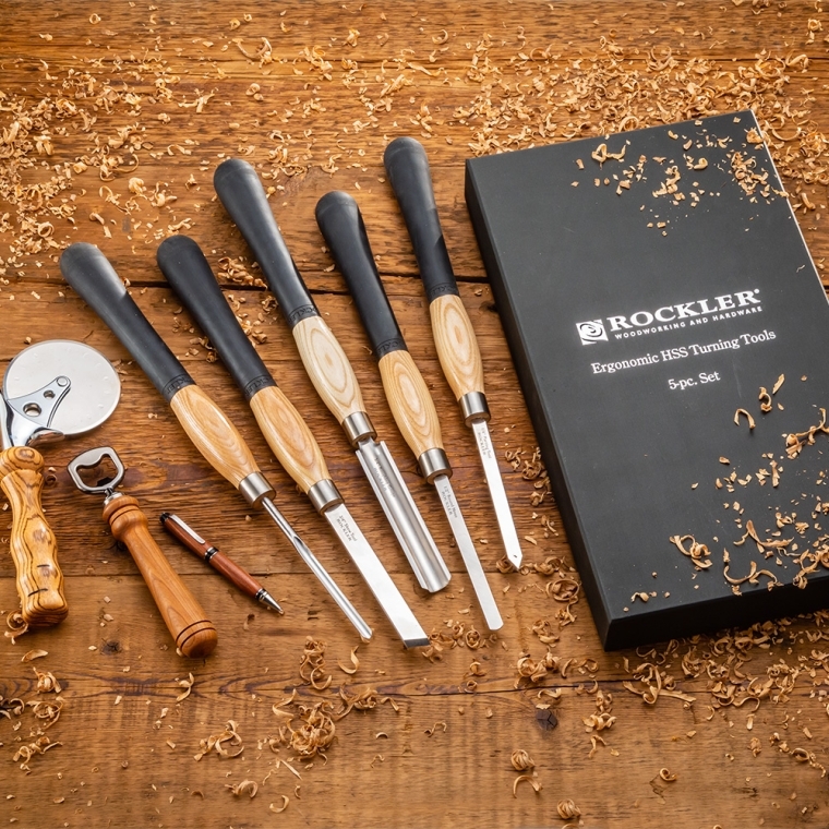 Rockler Traditional High-Speed Steel Ergonomic Turning Tool Set, Full-Size - full pic 