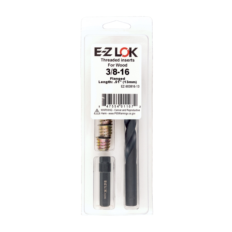 E-Z Hex Threaded Insert Kit for Soft Wood, Flange Top - full pic 