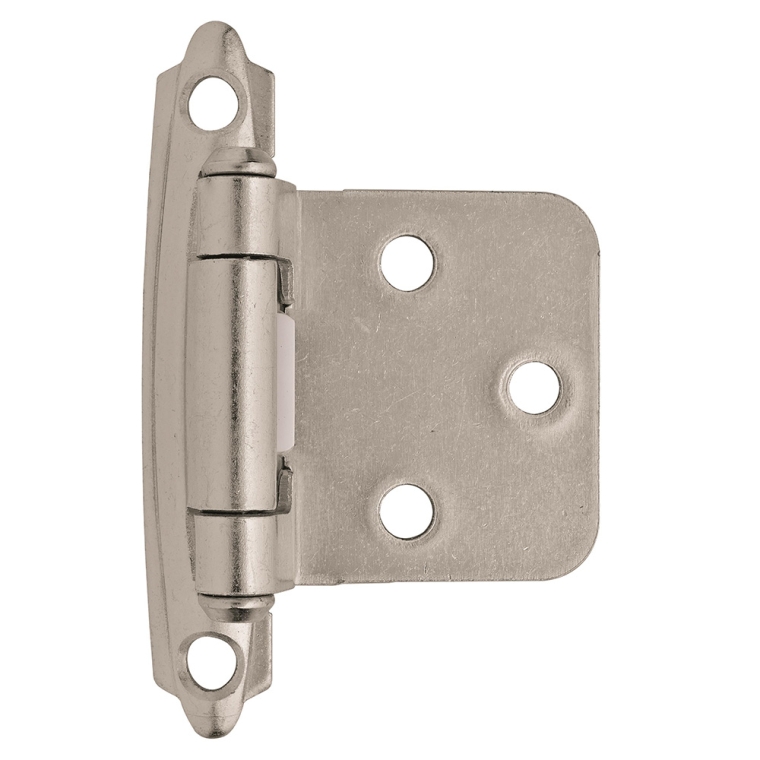 Variable Overlay Self-Closing Face-Mount Cabinet Hinges (3429), Satin Nickel - full pic 