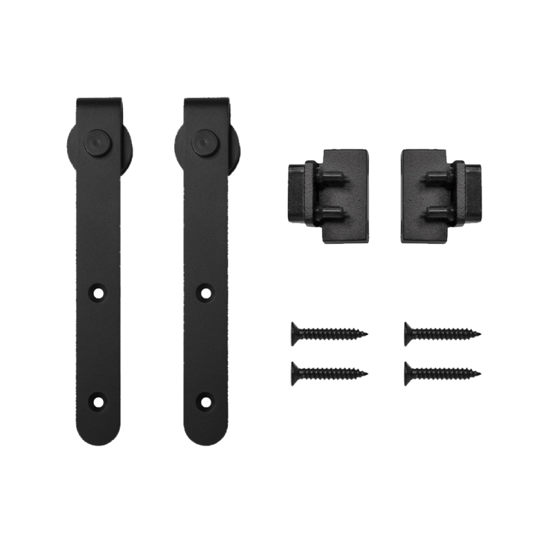 Rounded Stick Mini Rolling Door Hardware Kit for Furniture, Black - full pic 
