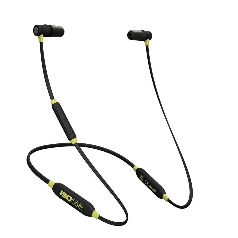 ISOtunes Xtra 2.0 Noise-Isolating Bluetooth Earbuds (Yellow/Black) - full pic 