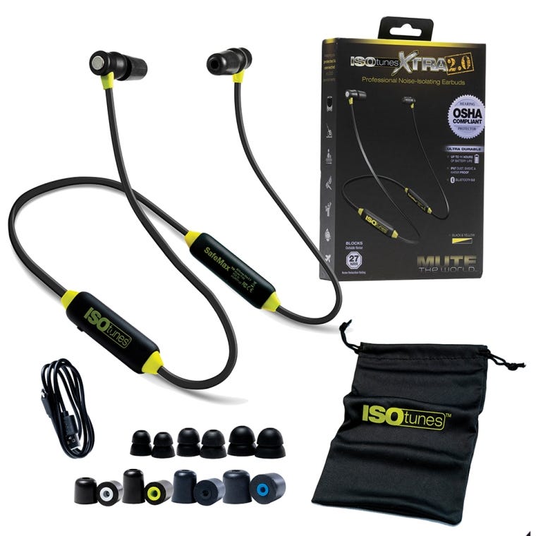 ISOtunes Xtra 2.0 Noise-Isolating Bluetooth Earbuds (Yellow/Black) - full pic 