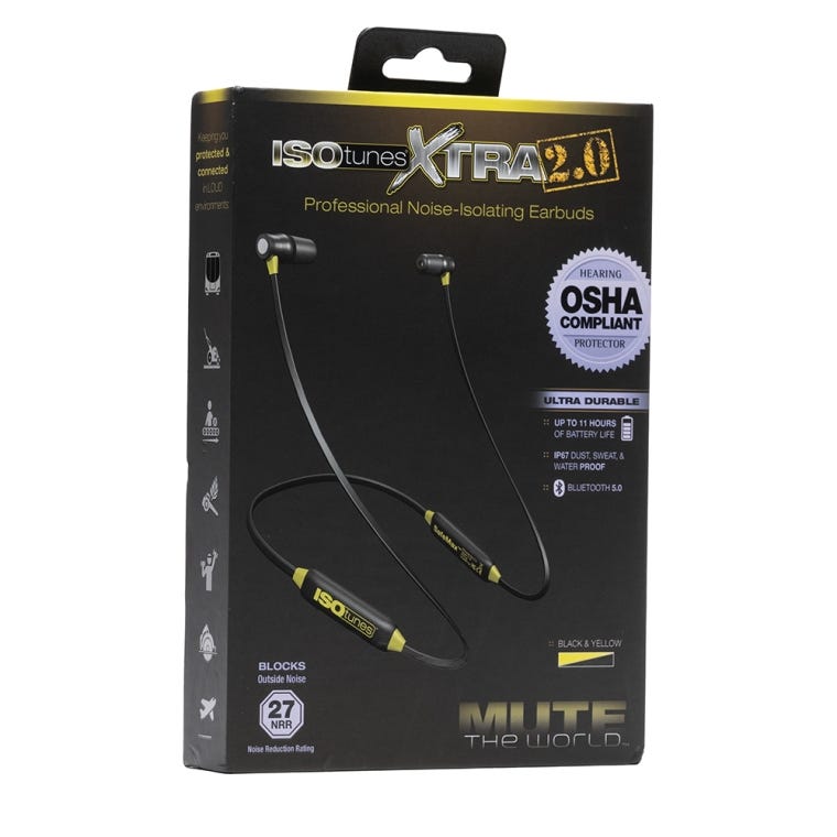 ISOtunes Xtra 2.0 Noise-Isolating Bluetooth Earbuds (Yellow/Black) - full pic 