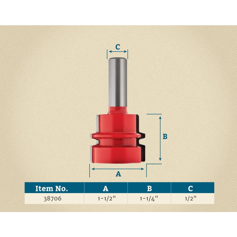 Freud&reg; 99-031 Reversible Glue Joint Router Bit - 1-1/2" Dia x 1-1/4" H x 1/2" Shank - full pic 