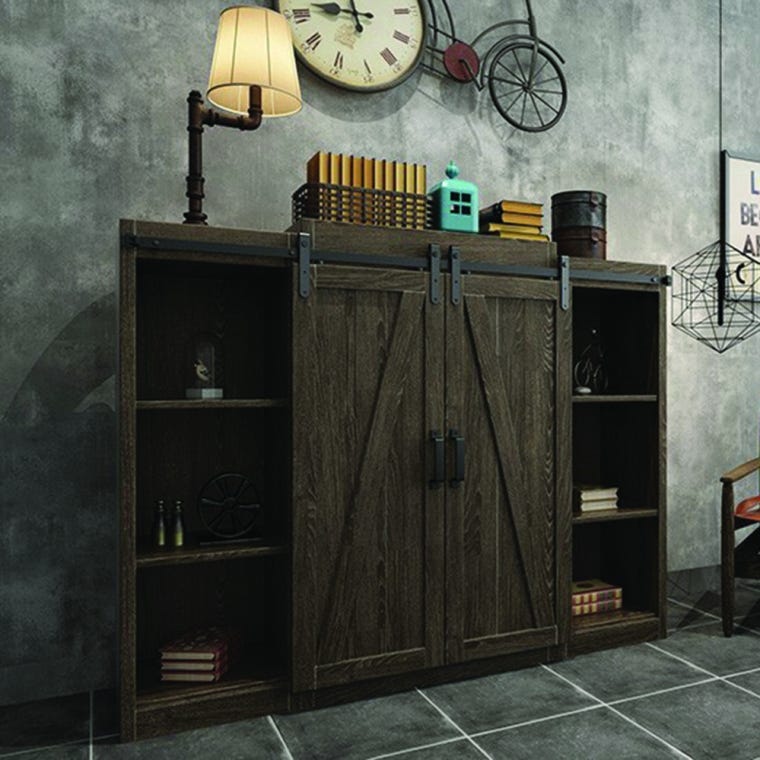 Spade Mini Rolling Door Hardware for Furniture, Black, No Rail - full pic 