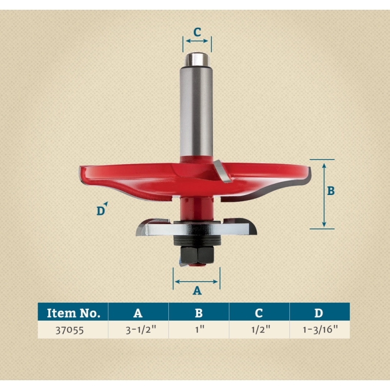 Freud&reg; 99-571 Quadra-Cut&trade; Ogee Raised Panel Bits with Back Cutters Router Bit - 3-1/2" Dia x 1" H x 1/2" Shank - full pic 