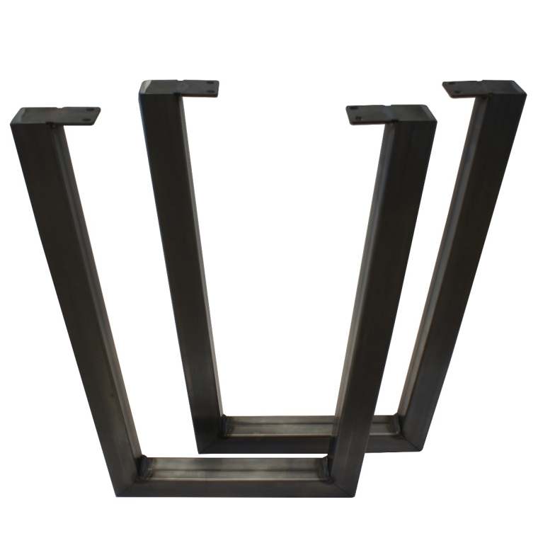 V-Shaped Welded Steel Table Legs (Pair) Black - full pic 