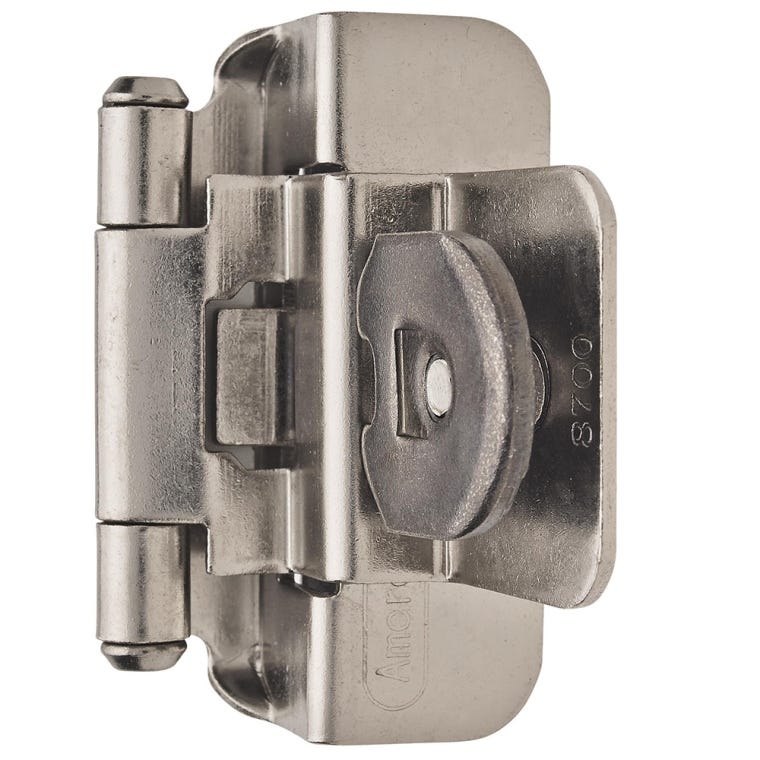 3/8'' Inset Double Demountable Cabinet Hinges, Satin Nickel - full pic 