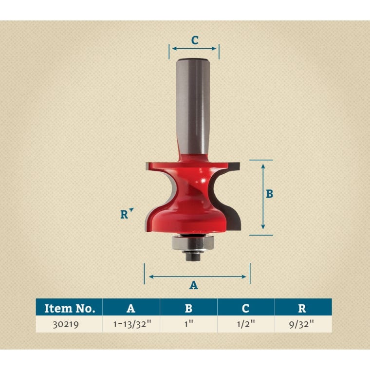 Freud&reg; 99-462 Window Stool Router Bit - 1-13/32" Dia x 1" H x 1/2" Shank - full pic 