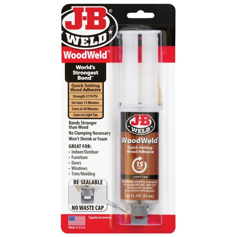 WoodWeld Quick-Setting Adhesive Syringe, Light Tan, 0.85 oz. - full pic 