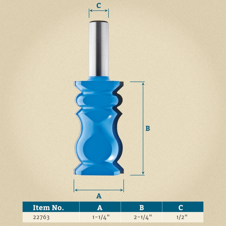 Rockler Crown Moulding Router Bit - 1-1/4" Dia x 2-1/4" H x 1/2" Shank - full pic 