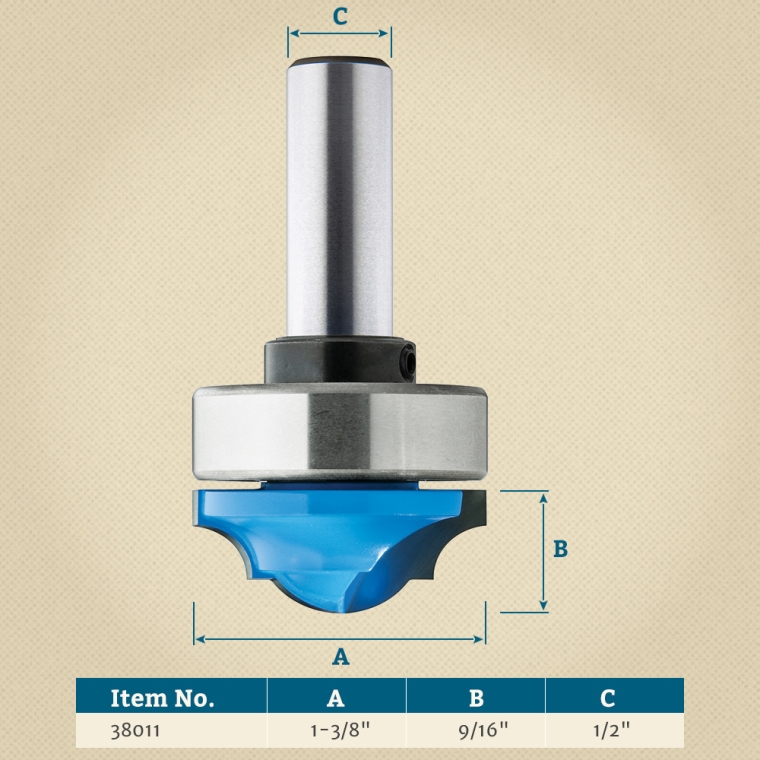 1-3/8'' D x 9/16'' H x 1/2'' Shank Rockler Classic Fluted Plunge Bit - full pic 