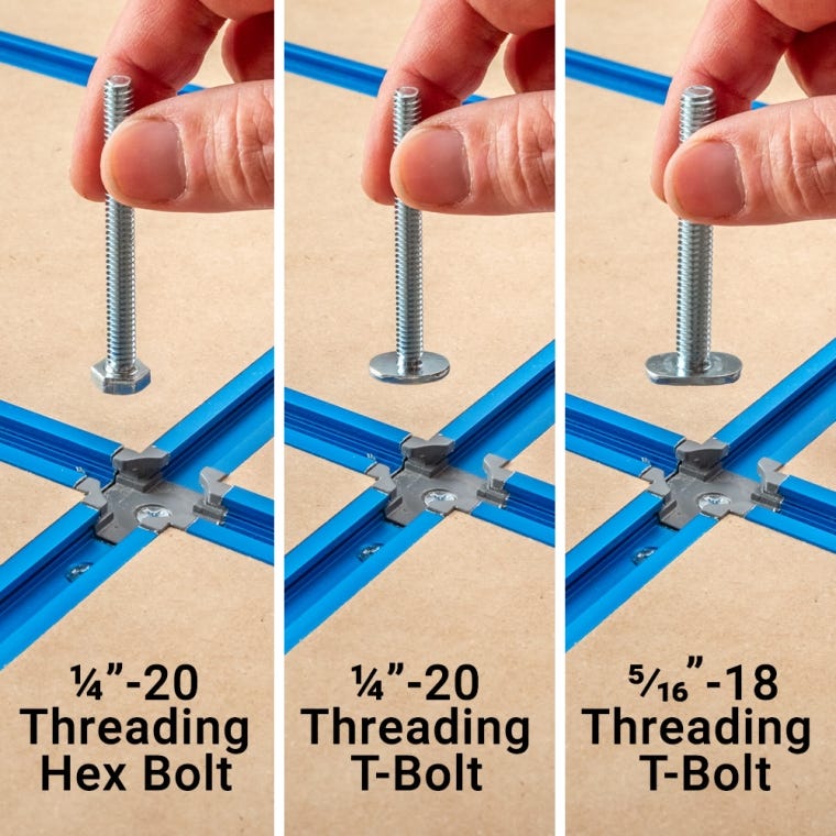 Rockler T-Track Drop-In 4-Way Intersections, 4-Pack - full pic 