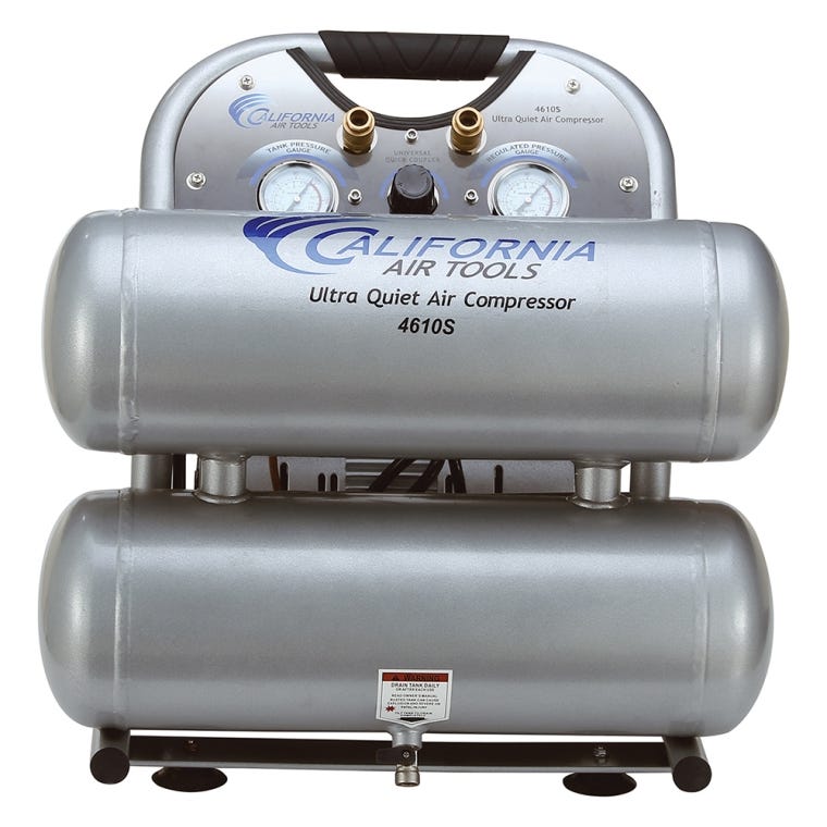 California Air Tools Ultra Quiet Air Compressor 4610S, 1HP, 4.6-Gallon Steel Tank - full pic 