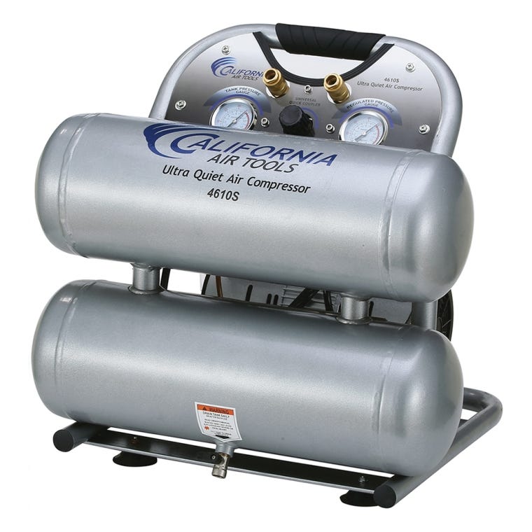California Air Tools Ultra Quiet Air Compressor 4610S, 1HP, 4.6-Gallon Steel Tank - full pic 