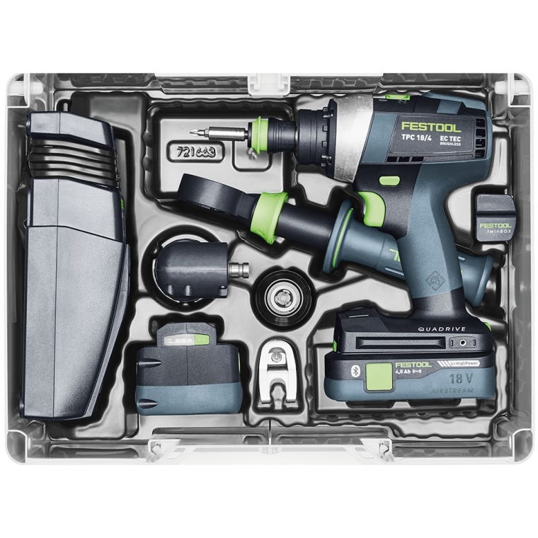 Festool Cordless Drill with Right-Angle Chuck, TPC 18/4 HPC 4,0 I-Set Quadrive (577626) - full pic 