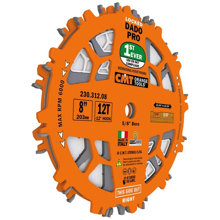 CMT Locked Dado Pro Blade Set, 8'' x 12T - full pic 