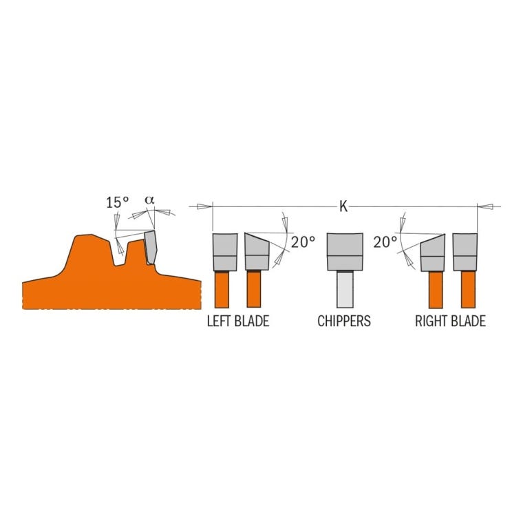 CMT Locked Dado Pro Blade Set, 8'' x 12T - full pic 